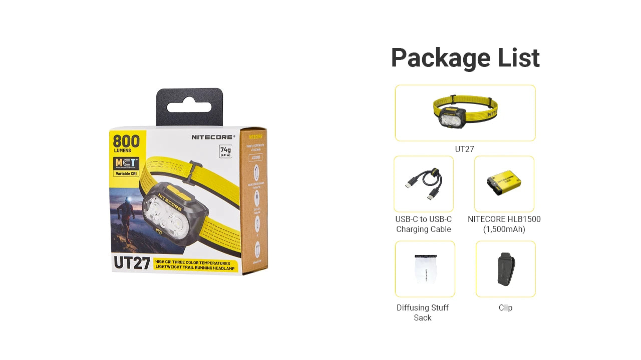 Nitecore Kopflampe UT27 Pro 800lm