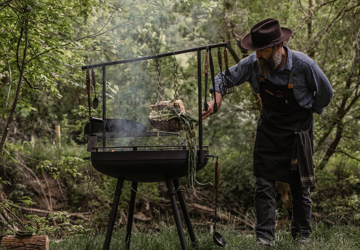 Barebones Cowboy Fire Pit Grill System