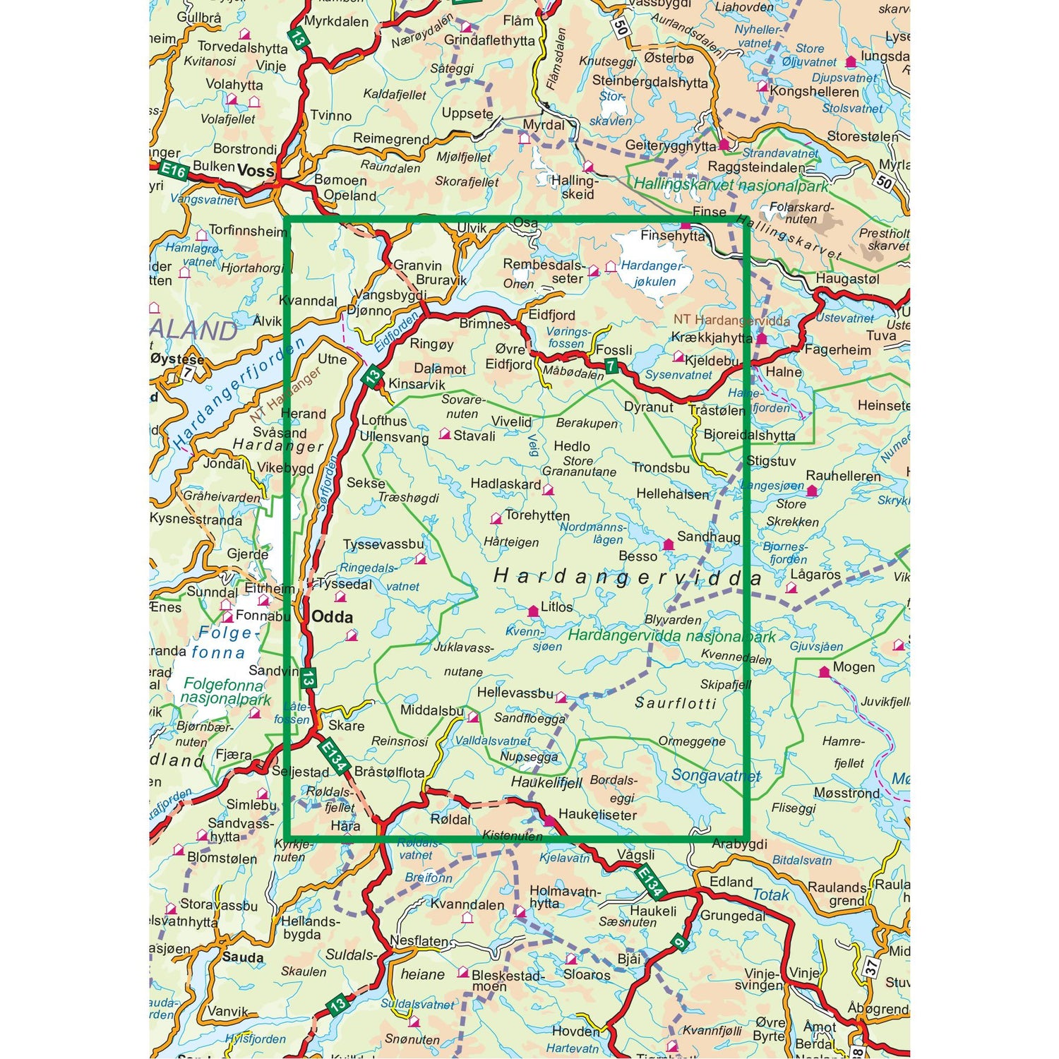 Hardangervidda Ost Wanderkarte