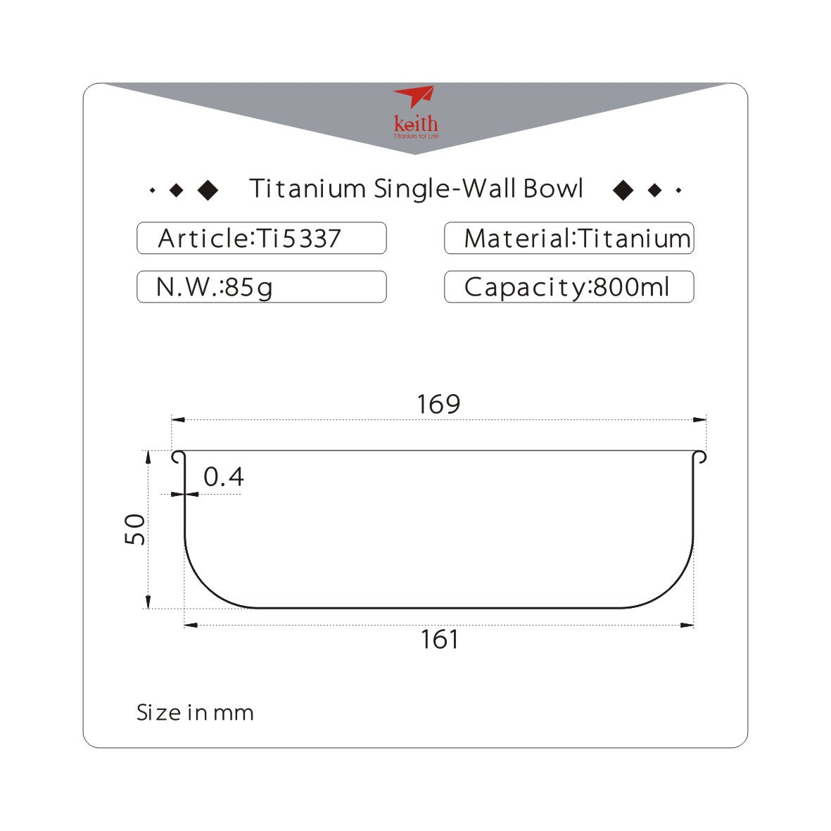 Keith Titanschale 16cm