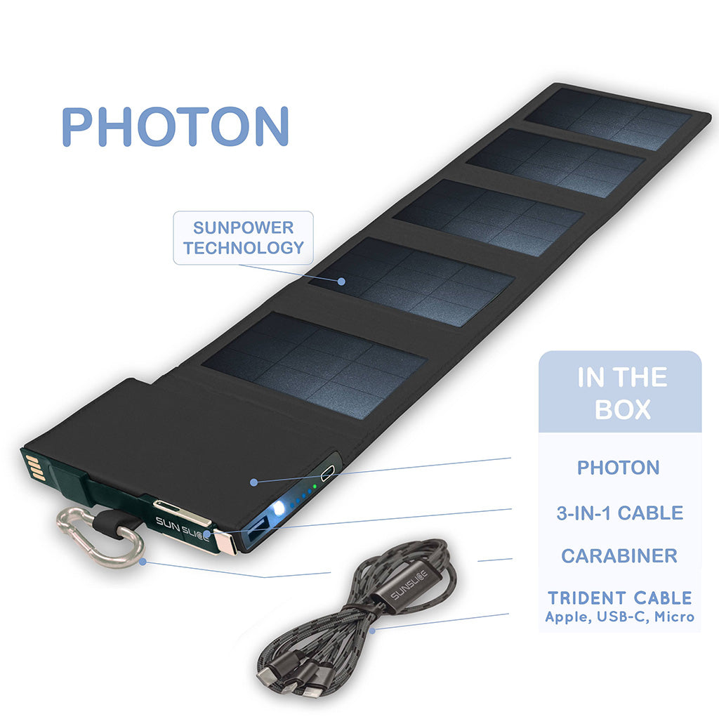 SunSlice Photon 4W - 4'000 mAh Solar Powerbank Black