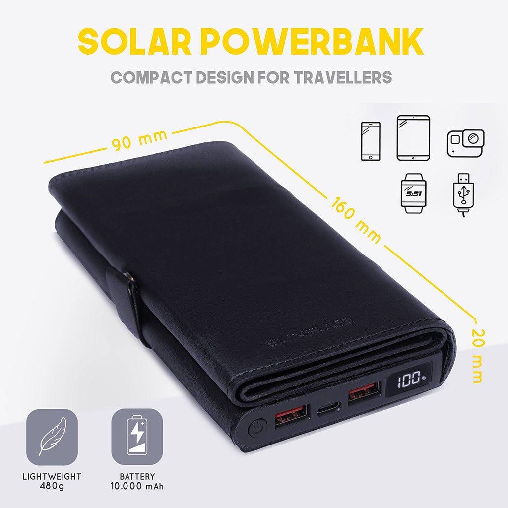 SunSlice Electron 8W - 10'000 mAh Solar Powerbank Black